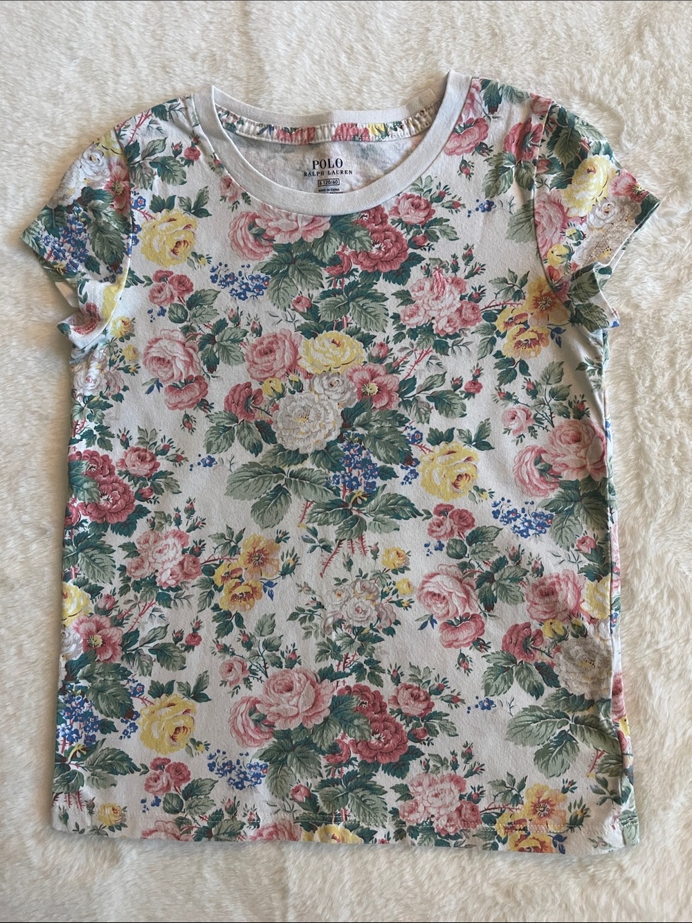 Polo by Ralph Lauren Girls Floral Short-Sleeve Tee in Multi-Color SZ 6